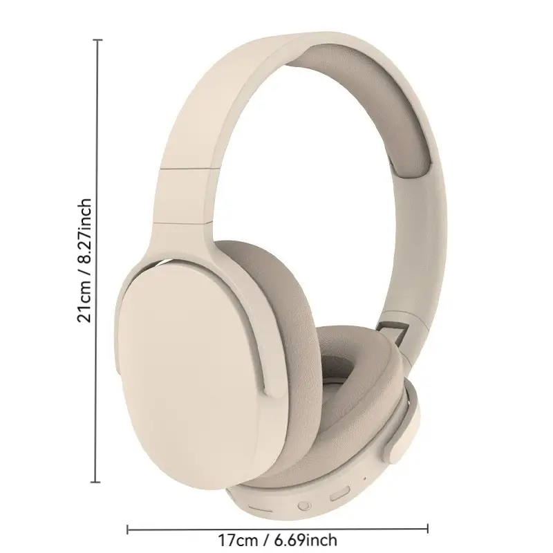 Over-Ear Bluetooth Headset Pink Beige Wireless Earphones — feature 5
