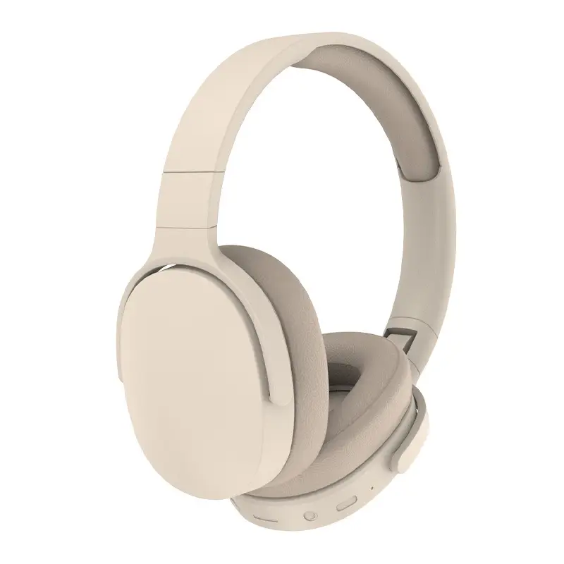 Over-Ear Bluetooth Headset Pink Beige Wireless Earphones