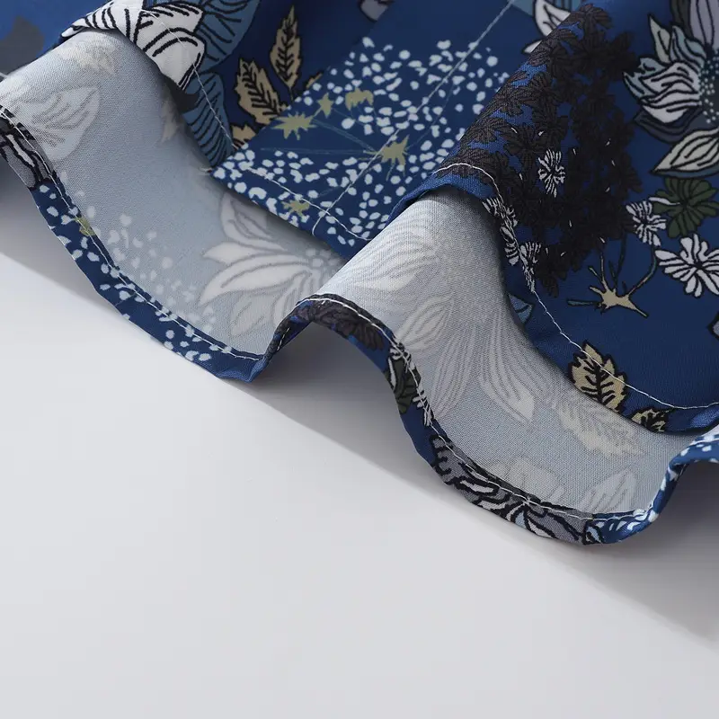 Long Sleeve Floral Shirt for Men Women Blue — feature 10