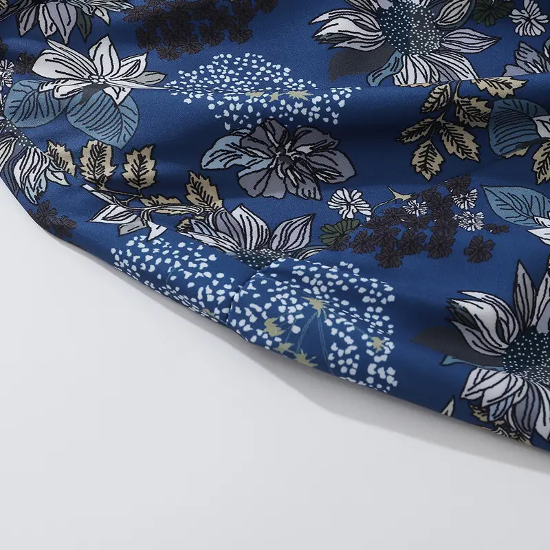 Long Sleeve Floral Shirt for Men Women Blue — feature 6