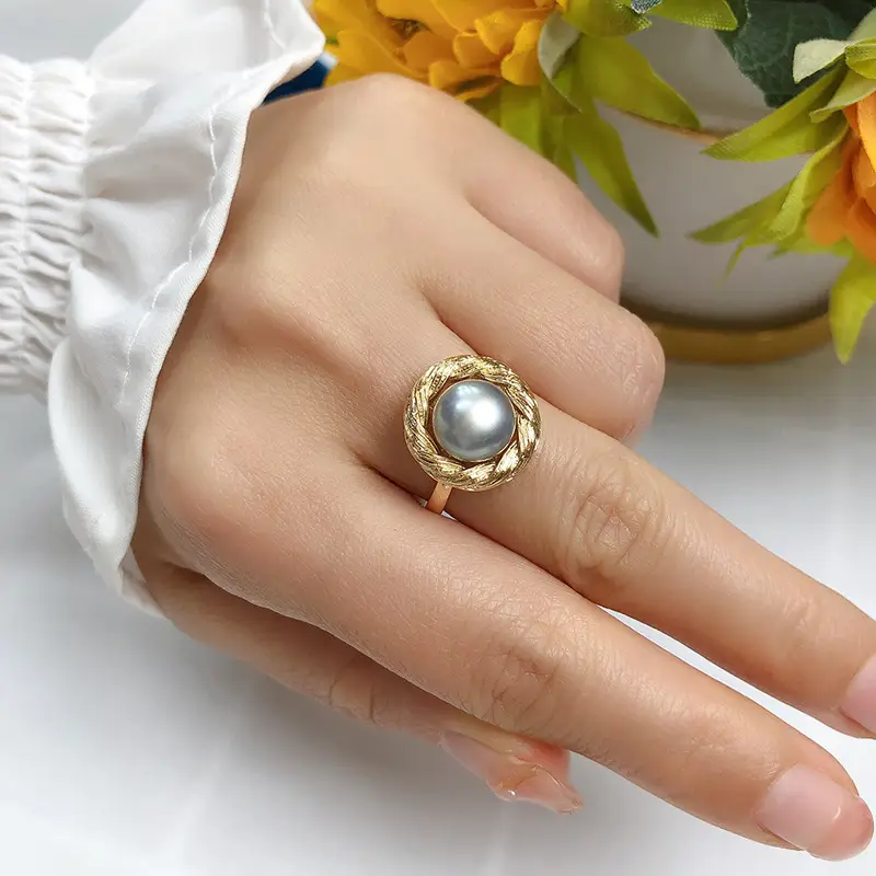 Freshwater Pearl Ring for Women Gold Plated - Image 7