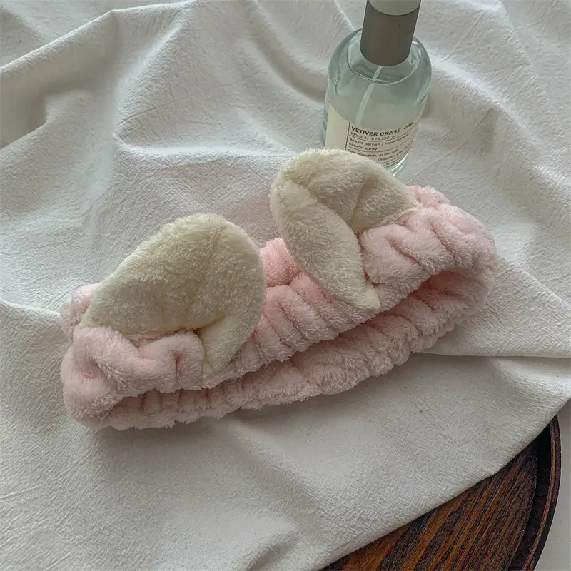 Pink Faux Fur Hair Band with Rabbit Ears - Image 5
