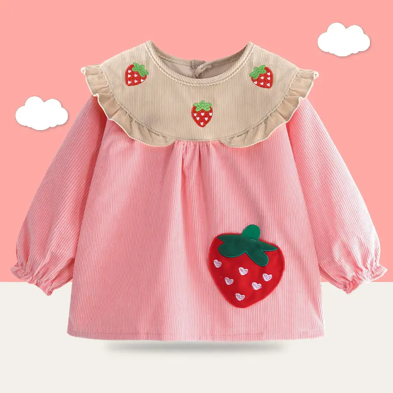 Waterproof Baby Apron Red Yellow Strawberry Design