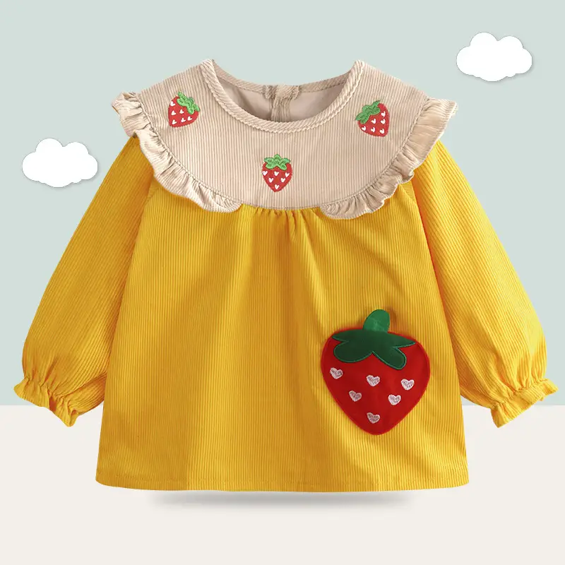 Waterproof Baby Apron Red Yellow Strawberry Design