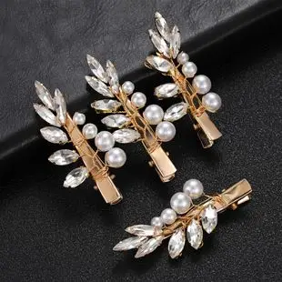 European American Cross Border White Flower Hair Comb with Pearl & Rose Gold — feature 7