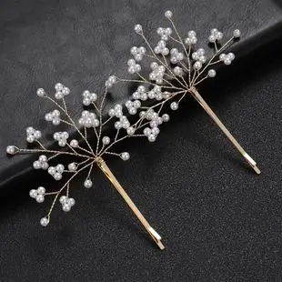 European American Cross Border White Flower Hair Comb with Pearl & Rose Gold — feature 8