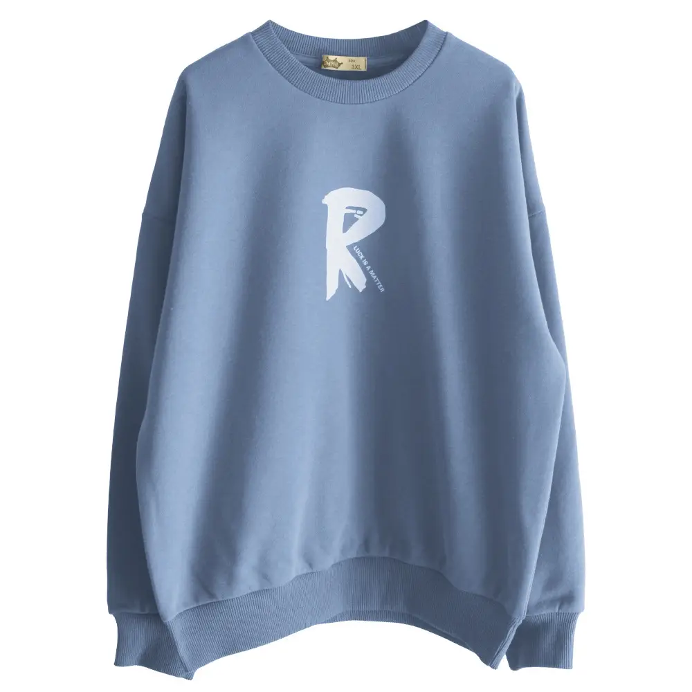 Girls Fleece Lined Round Neck Sweatshirt Blue Medium Large - Image 6