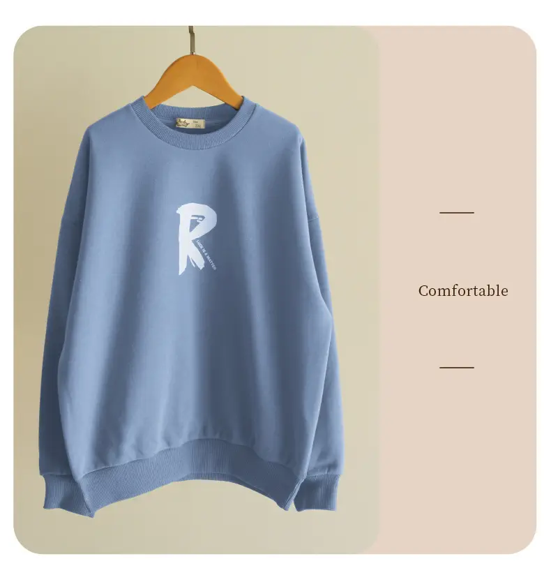 Girls Fleece Lined Round Neck Sweatshirt Blue Medium Large — feature 18