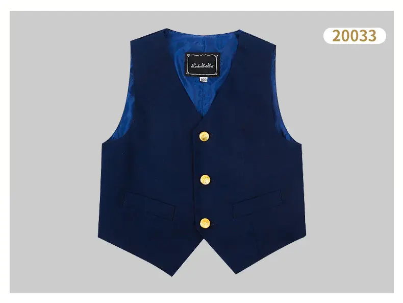 Children's Vests Blue Striped Black Light Button Sleeveless Vest Suit â feature 14