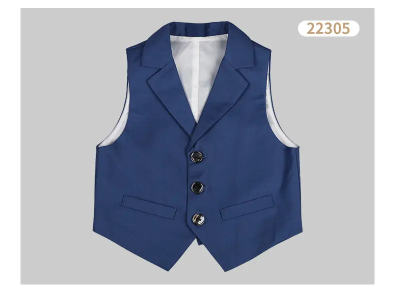 Children's Vests Blue Striped Black Light Button Sleeveless Vest Suit â feature 17