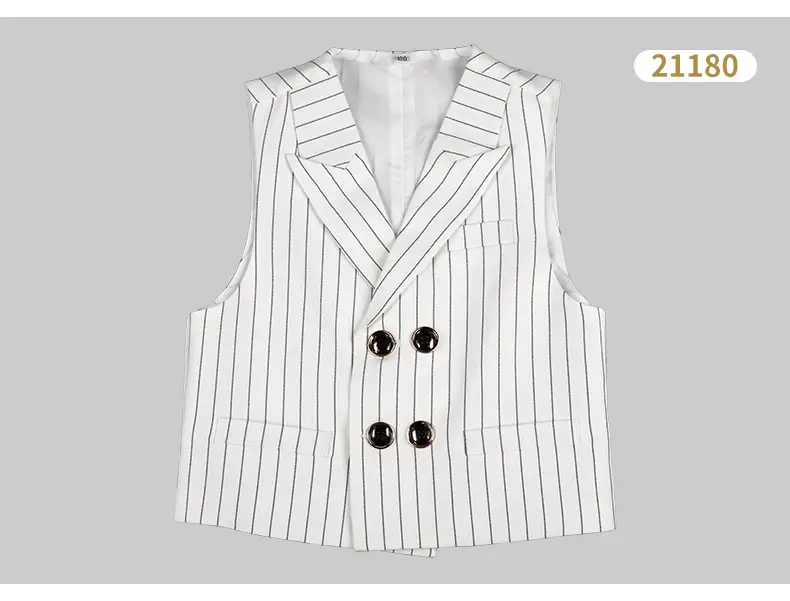 Children's Vests Blue Striped Black Light Button Sleeveless Vest Suit â feature 18