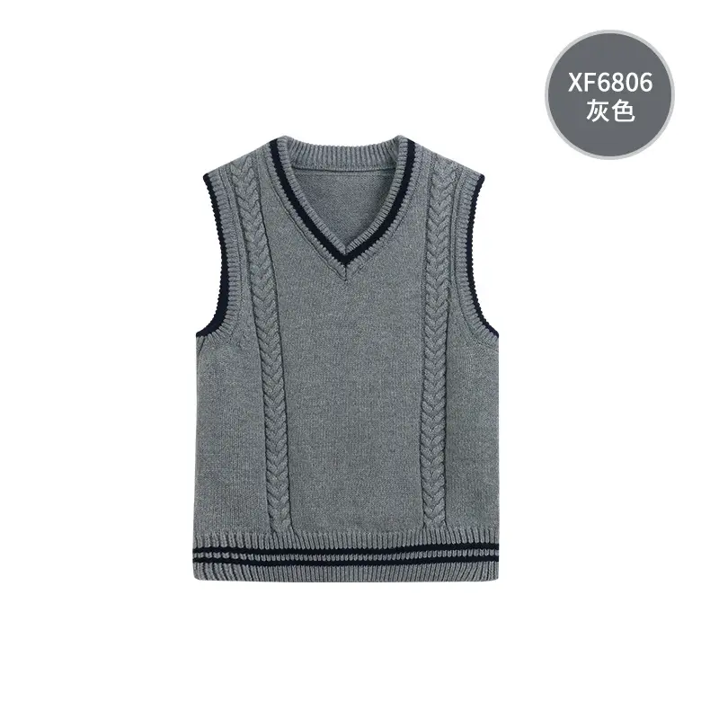 Children's Vests Blue Striped Black Light Button Sleeveless Vest Suit - Image 12