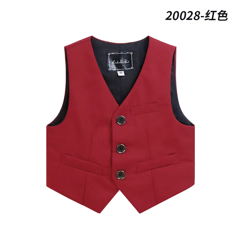 Children's Vests Blue Striped Black Light Button Sleeveless Vest Suit - Image 3