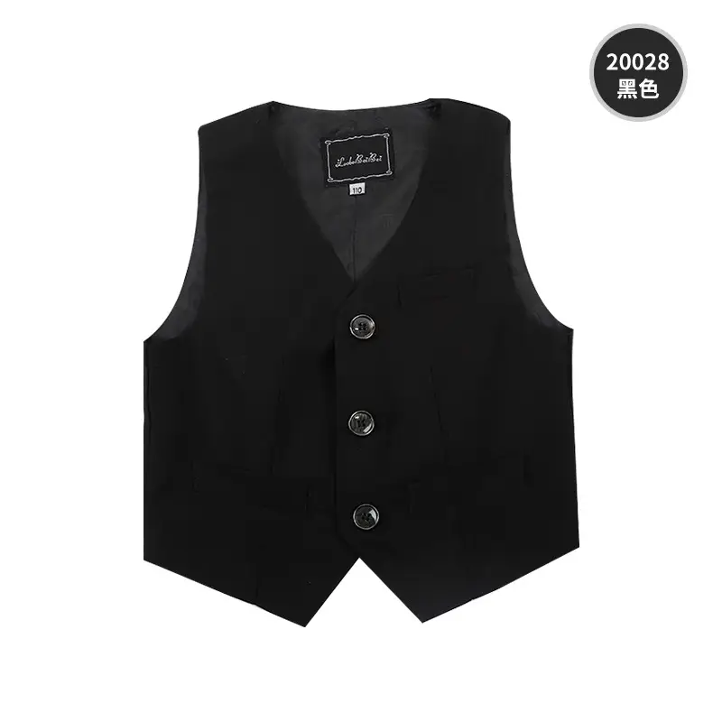Children's Vests Blue Striped Black Light Button Sleeveless Vest Suit - Image 4