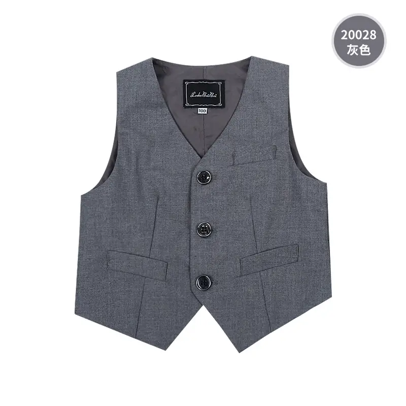 Children's Vests Blue Striped Black Light Button Sleeveless Vest Suit - Image 5