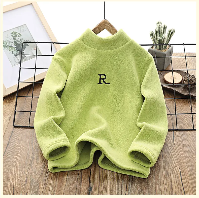 Boys Warm Fleece T-Shirt Set Winter Green Light Blue — feature 11