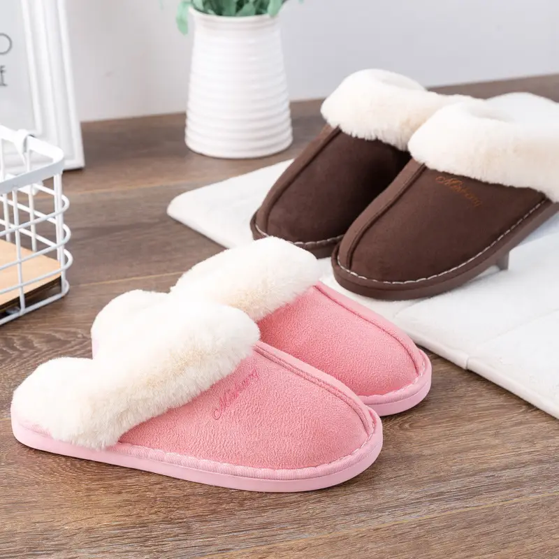 Cross-Border Autumn and Winter Popular Velvet Thickened Warm Cotton Slippers for Women Home Indoor Couple Slippers for Men Wholesale