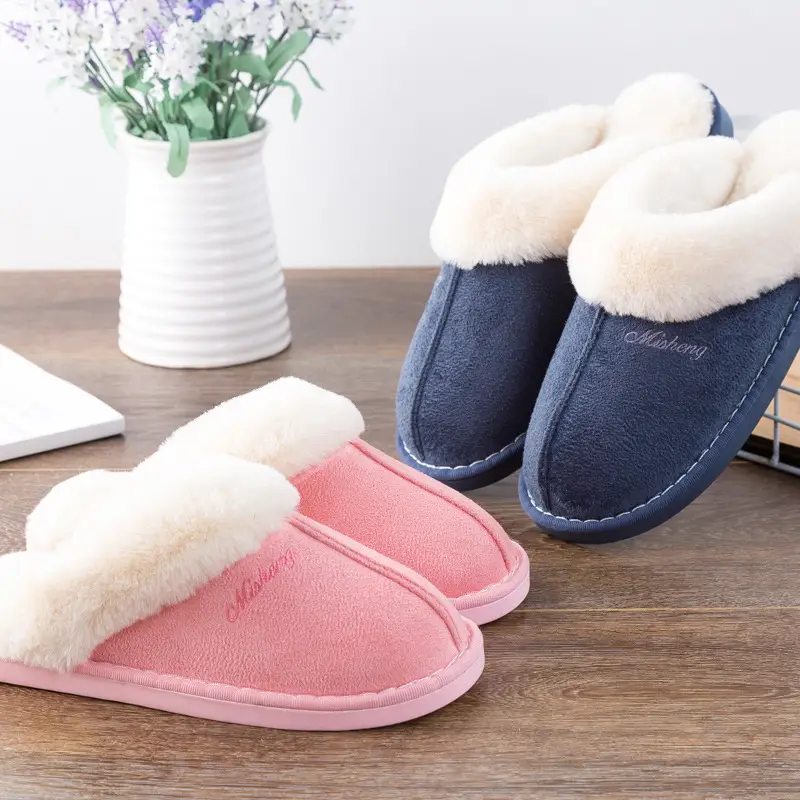 Cross-Border Autumn and Winter Popular Velvet Thickened Warm Cotton Slippers for Women Home Indoor Couple Slippers for Men Wholesale