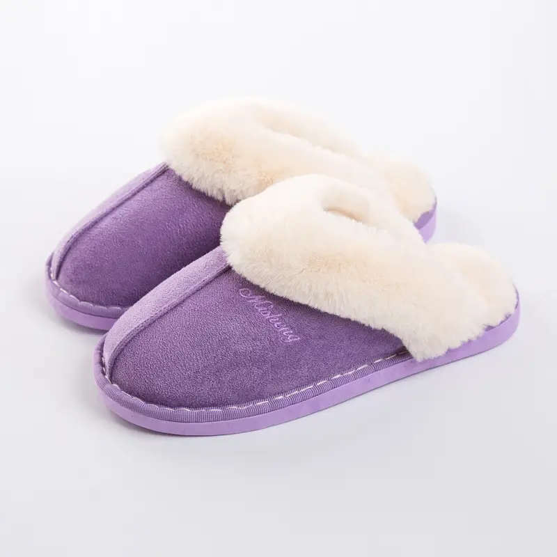 Cross-Border Autumn and Winter Popular Velvet Thickened Warm Cotton Slippers for Women Home Indoor Couple Slippers for Men Wholesale