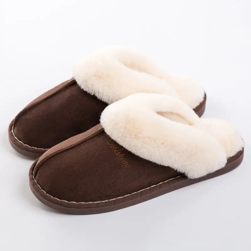 Cross-Border Autumn and Winter Popular Velvet Thickened Warm Cotton Slippers for Women Home Indoor Couple Slippers for Men Wholesale