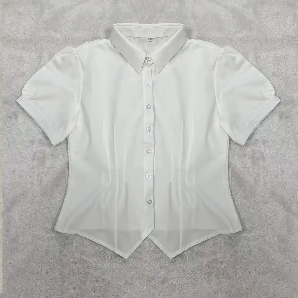 Dark Gray Japanese JK Elastic Waist Shirt with Embroidered Patch - Image 3