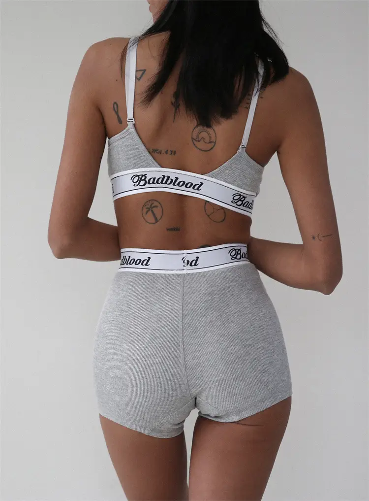 Badblood Women's Grey Ultra-Short Sports Tank Top T-Shirt — feature 1