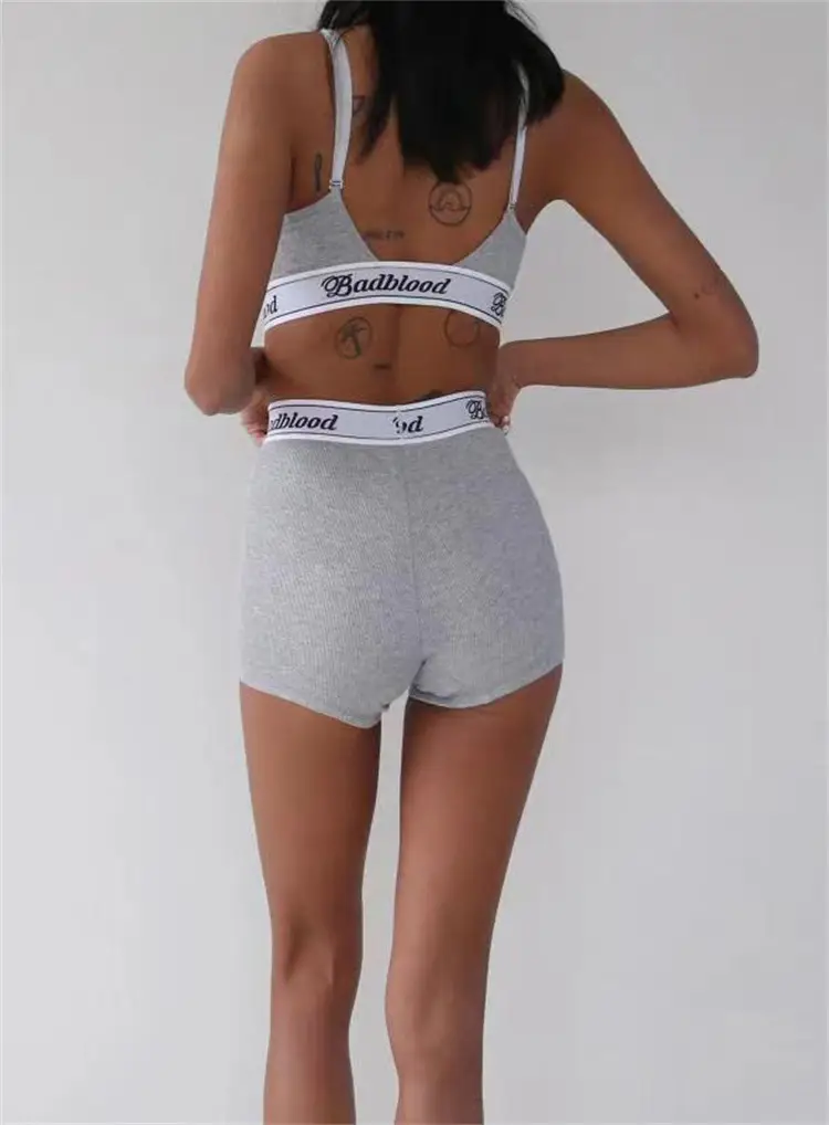 Badblood Women's Grey Ultra-Short Sports Tank Top T-Shirt — feature 14