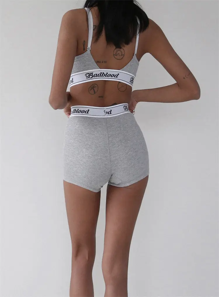 Badblood Women's Grey Ultra-Short Sports Tank Top T-Shirt — feature 2