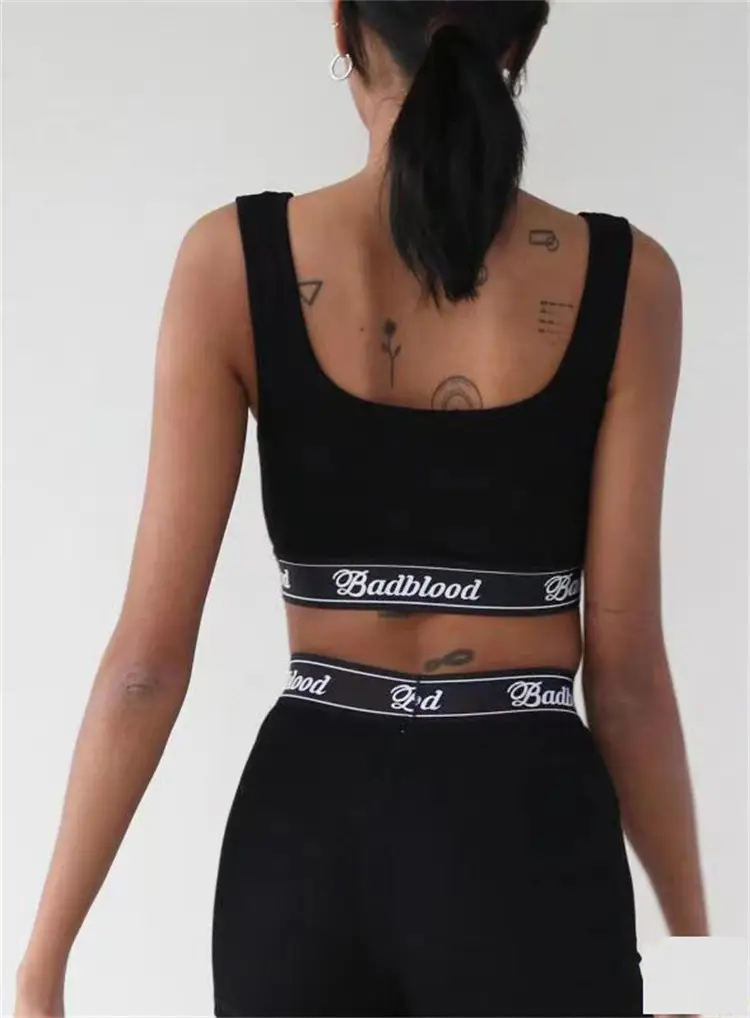 Badblood Women's Grey Ultra-Short Sports Tank Top T-Shirt — feature 24