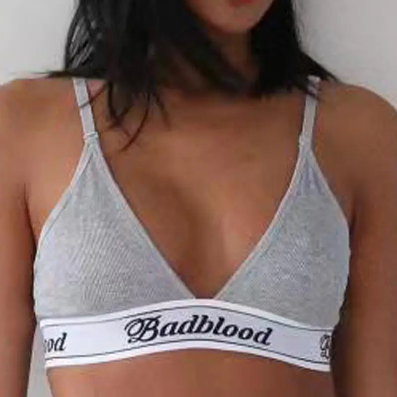 Badblood Women's Grey Ultra-Short Sports Tank Top T-Shirt
