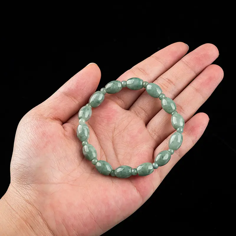 Genuine Natural Jade Bracelet Beans Green High-end Women's