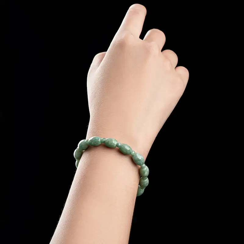 Genuine Natural Jade Bracelet Beans Green High-end Women's