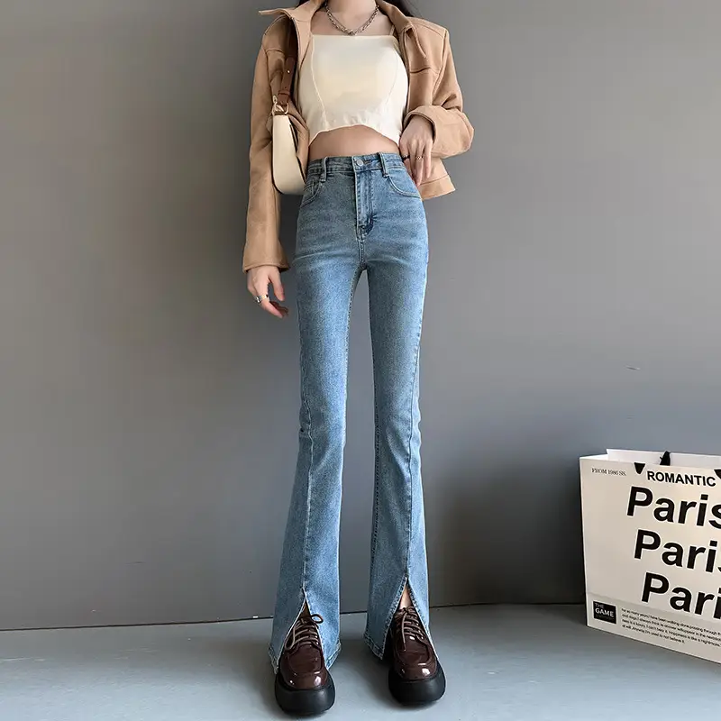 Black Split High Waist Slimming Jeans for Women - Image 8