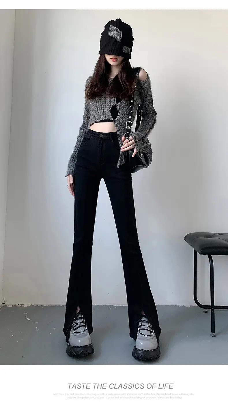Black Split High Waist Slimming Jeans for Women — feature 12