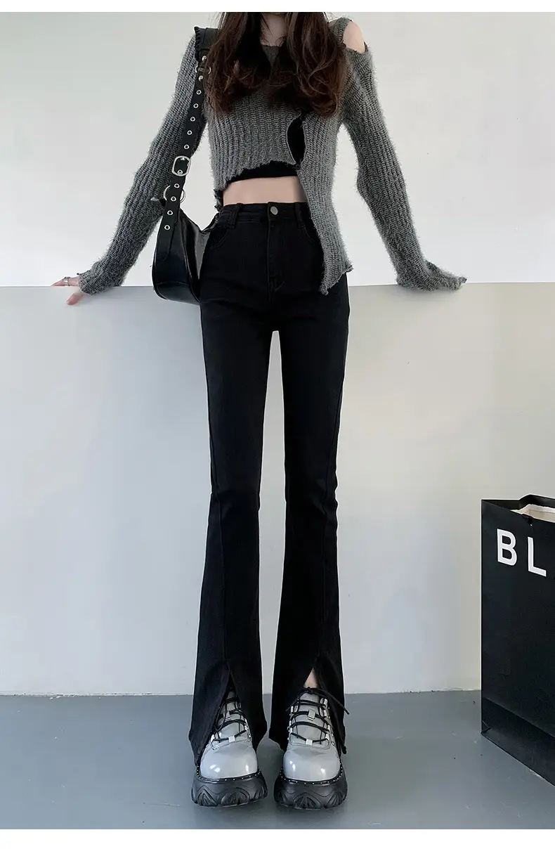 Black Split High Waist Slimming Jeans for Women — feature 15