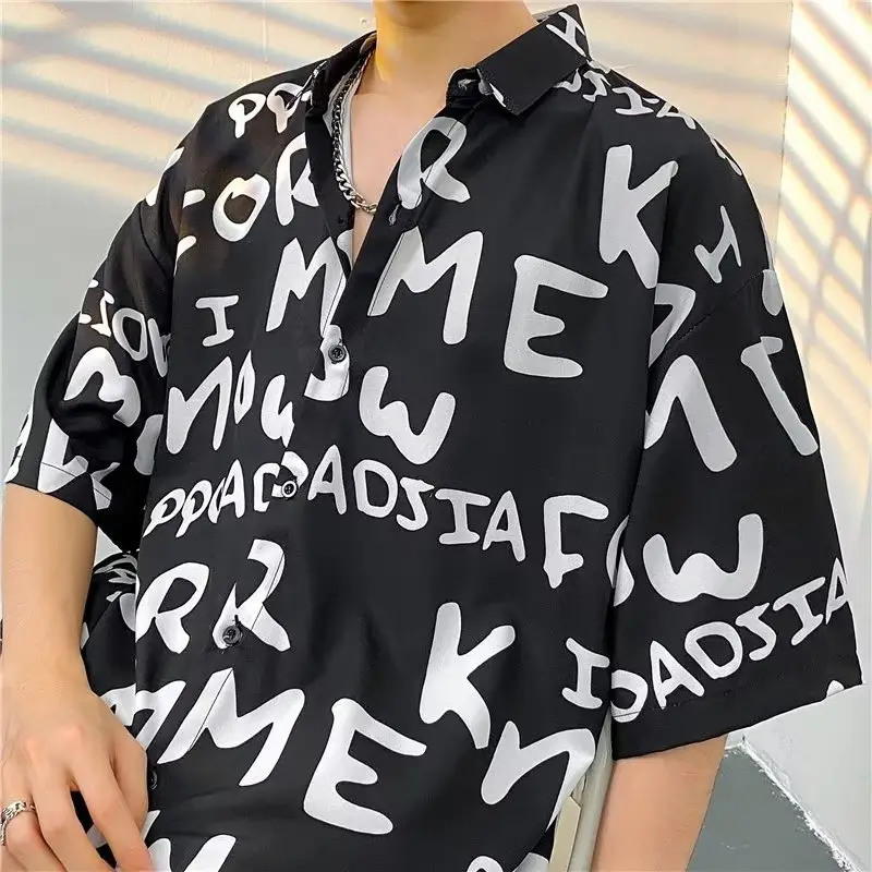 Men's Klein Printed Short Sleeve Shirt Loose Summer Fit - Image 48