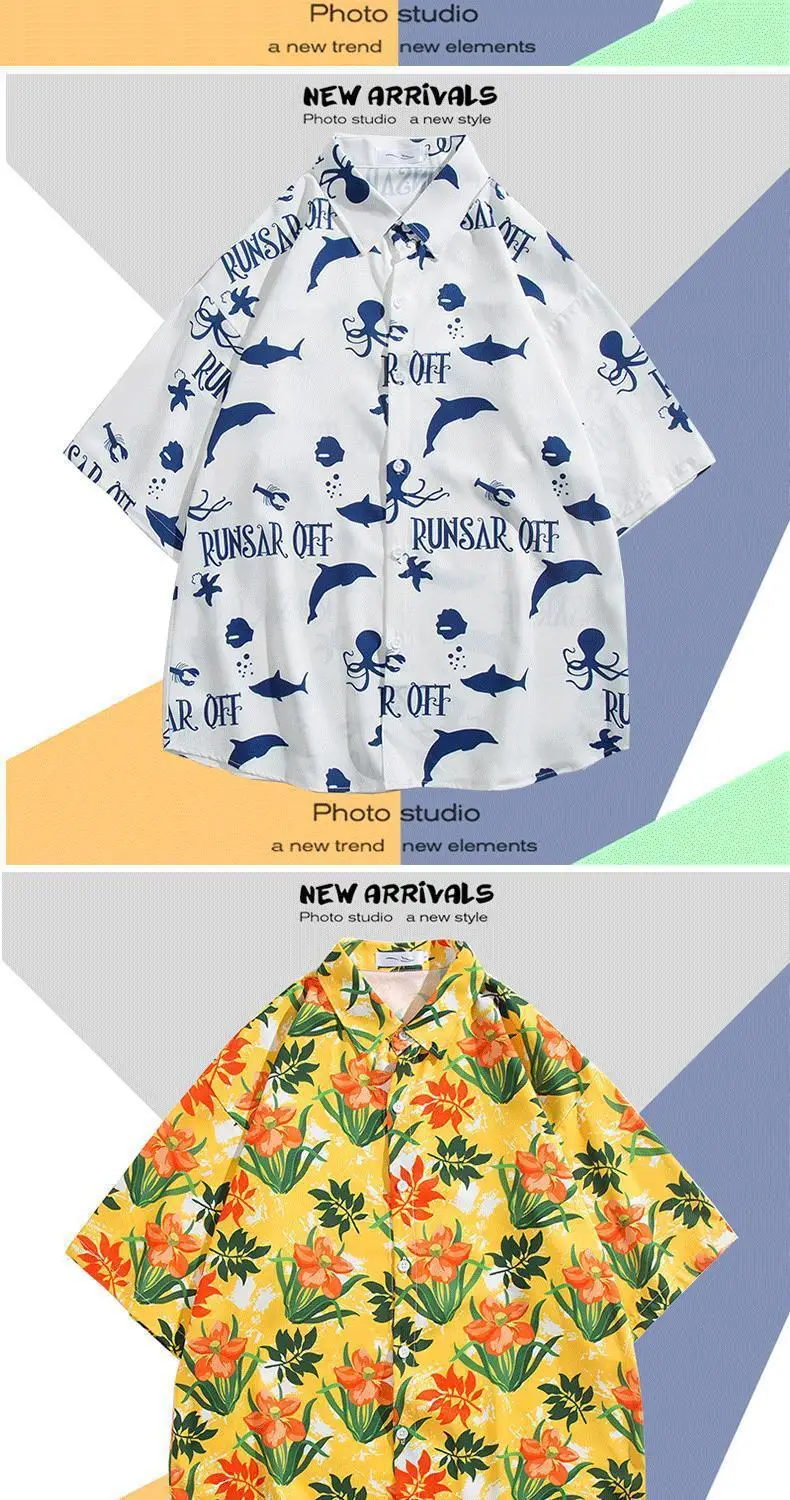 Men's Klein Printed Short Sleeve Shirt Loose Summer Fit — feature 13