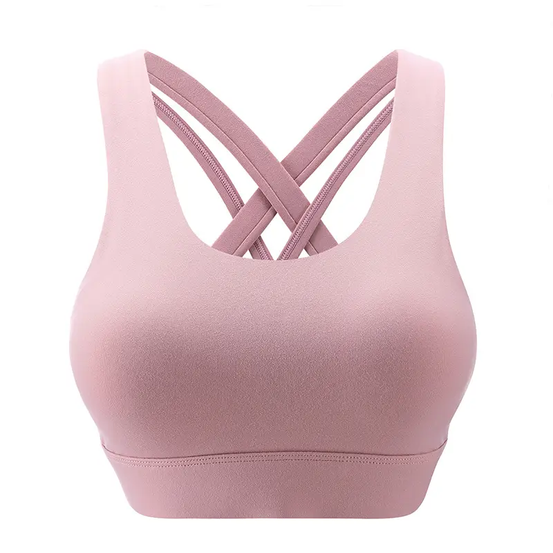 Fixed Chest Pad Vest Sports Bra Cross Beautiful Back Push-up Shockproof Yoga Fitness Plus Size One-piece Underwear