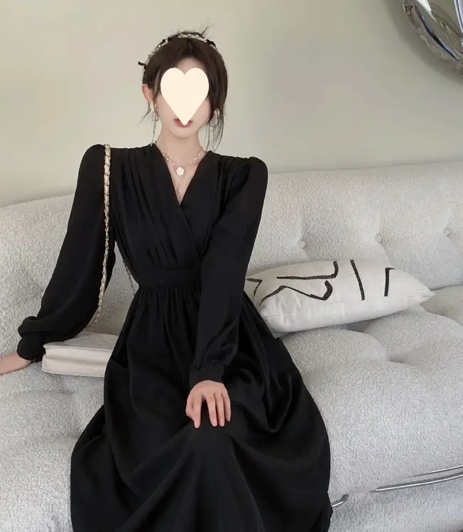 Black V-Neck Fat Girl Dress 2025 — feature 17