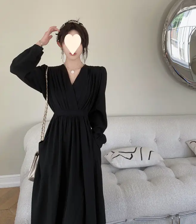 Black V-Neck Fat Girl Dress 2025 — feature 18