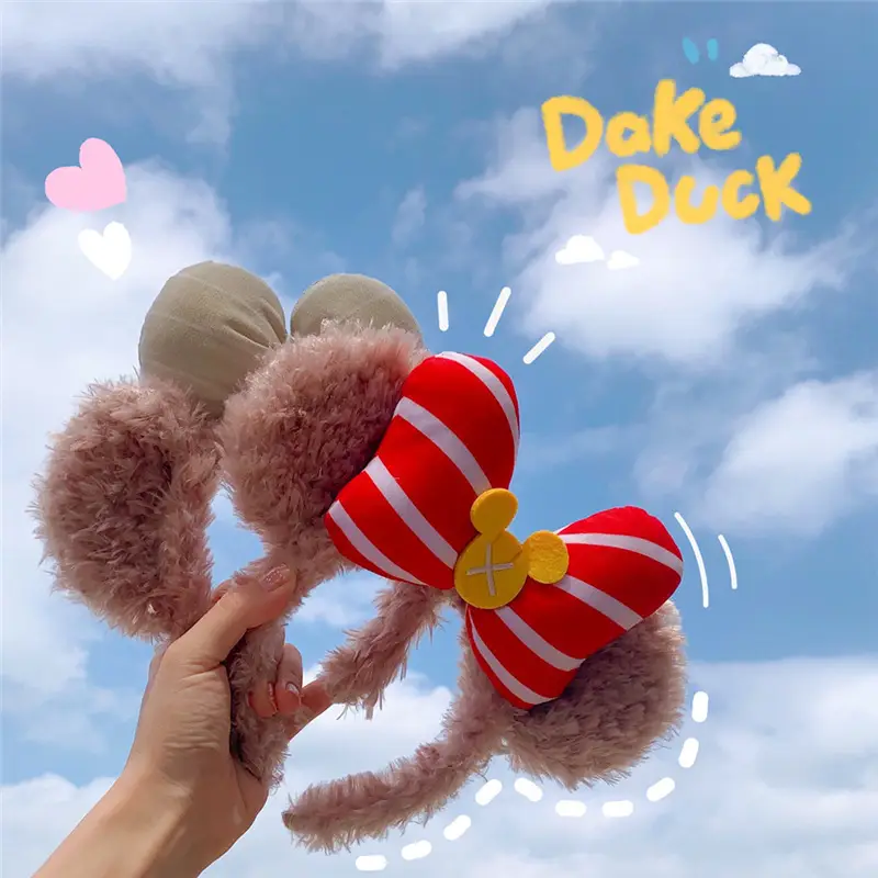 Cute Bear Ear Hair Band for Women Plush Bow Wash Face - Image 3