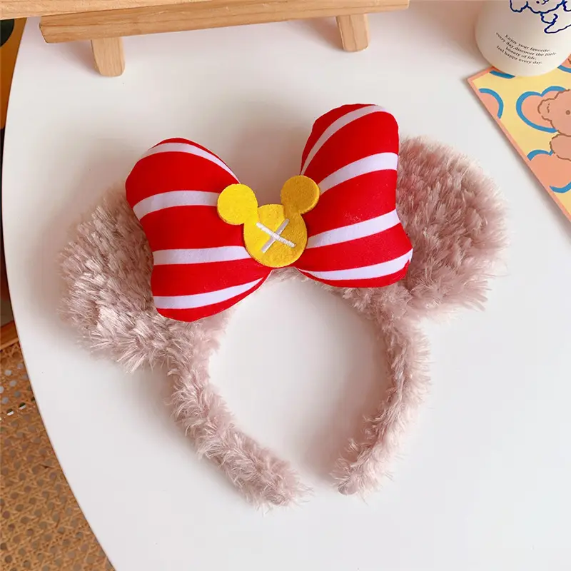 Cute Bear Ear Hair Band for Women Plush Bow Wash Face - Image 2