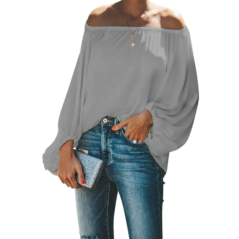 2025 Off-Shoulder T-Shirt for Women Autumn Loose Sleeve Green - Image 5
