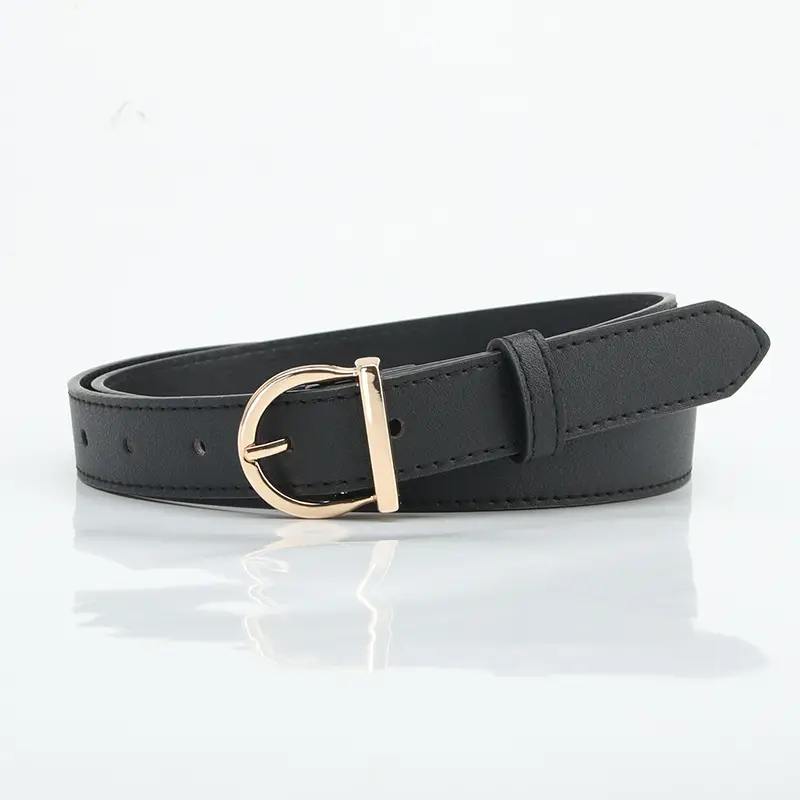 White D-Shape Alloy Buckle Belt for Women - Image 2