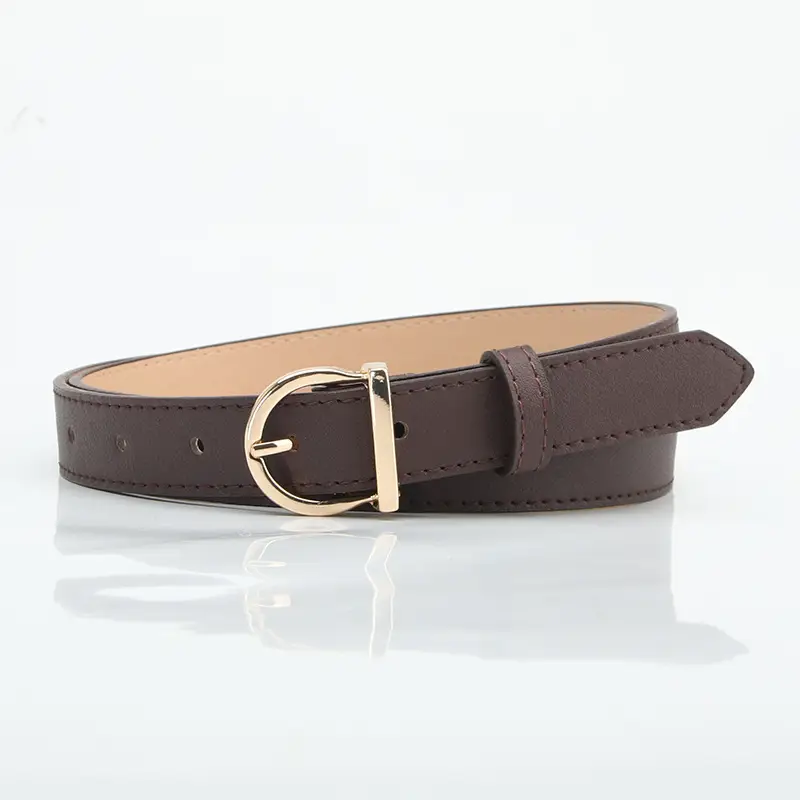 White D-Shape Alloy Buckle Belt for Women - Image 4
