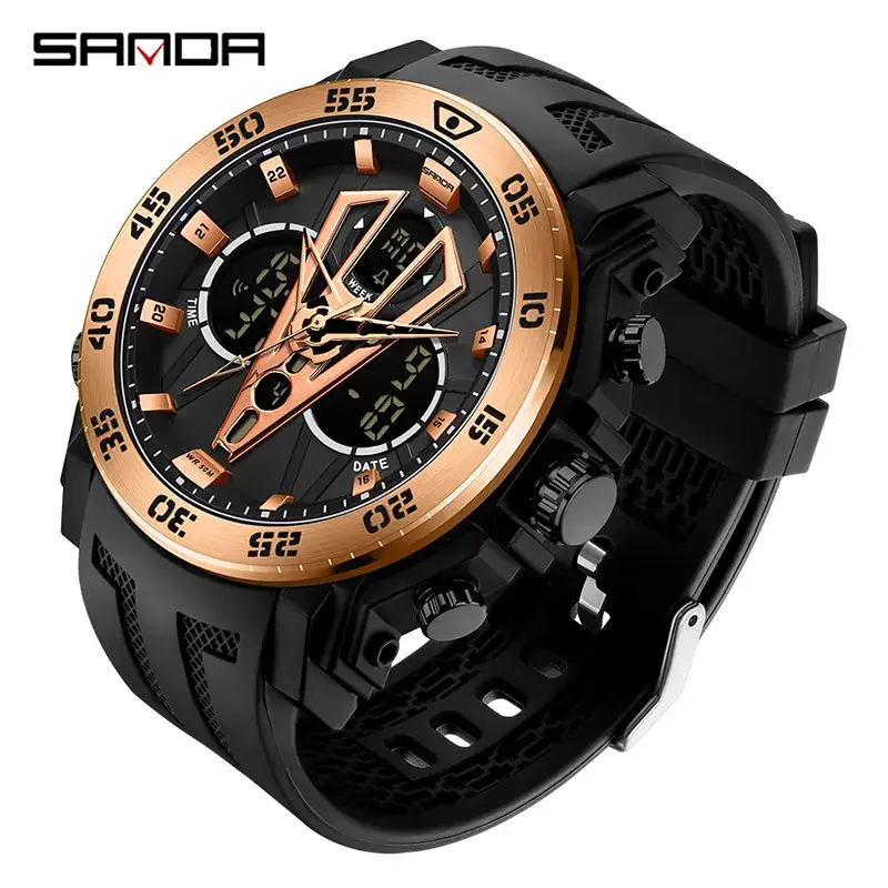 Sanda Black Digital Analog Watch for Men