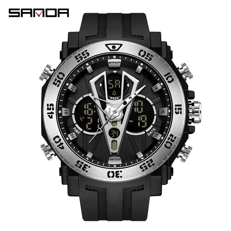 Sanda Black Digital Analog Watch for Men