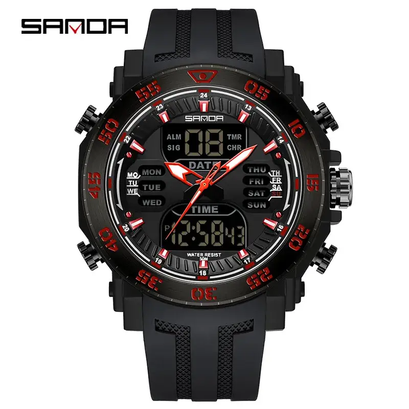 Sanda Black Digital Analog Watch for Men
