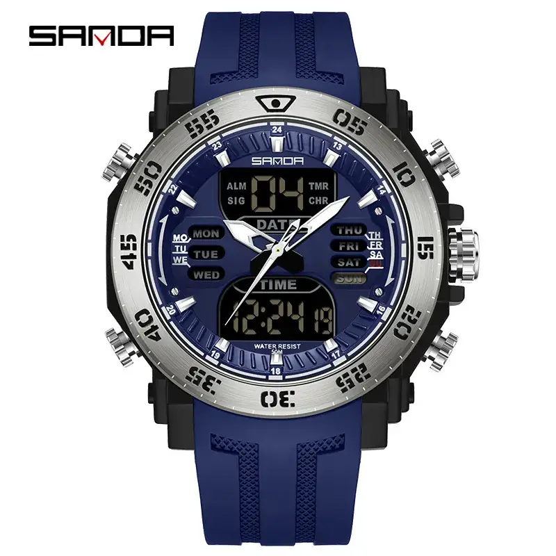 Sanda Black Digital Analog Watch for Men
