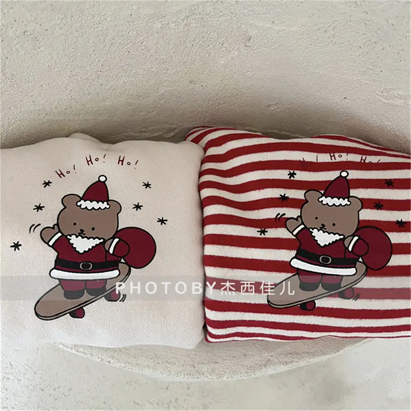 Korean Style Striped Fleece Sweatshirt Set for Boys Girls — feature 6